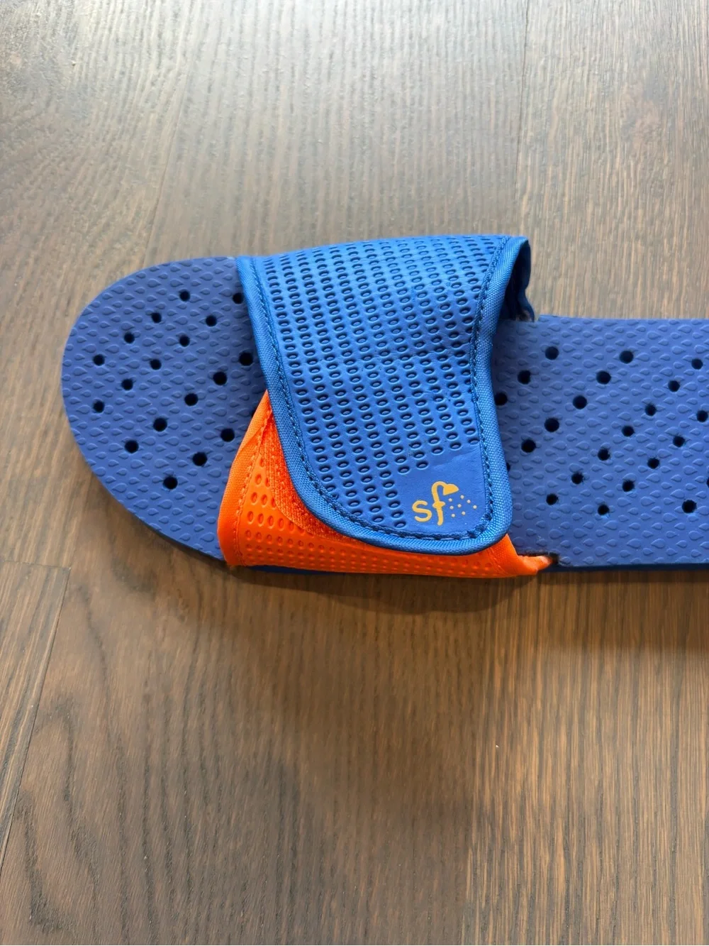 Showaflops -Adjustable Men's Blue & Orange Slide Sandals with Breathable Footbed